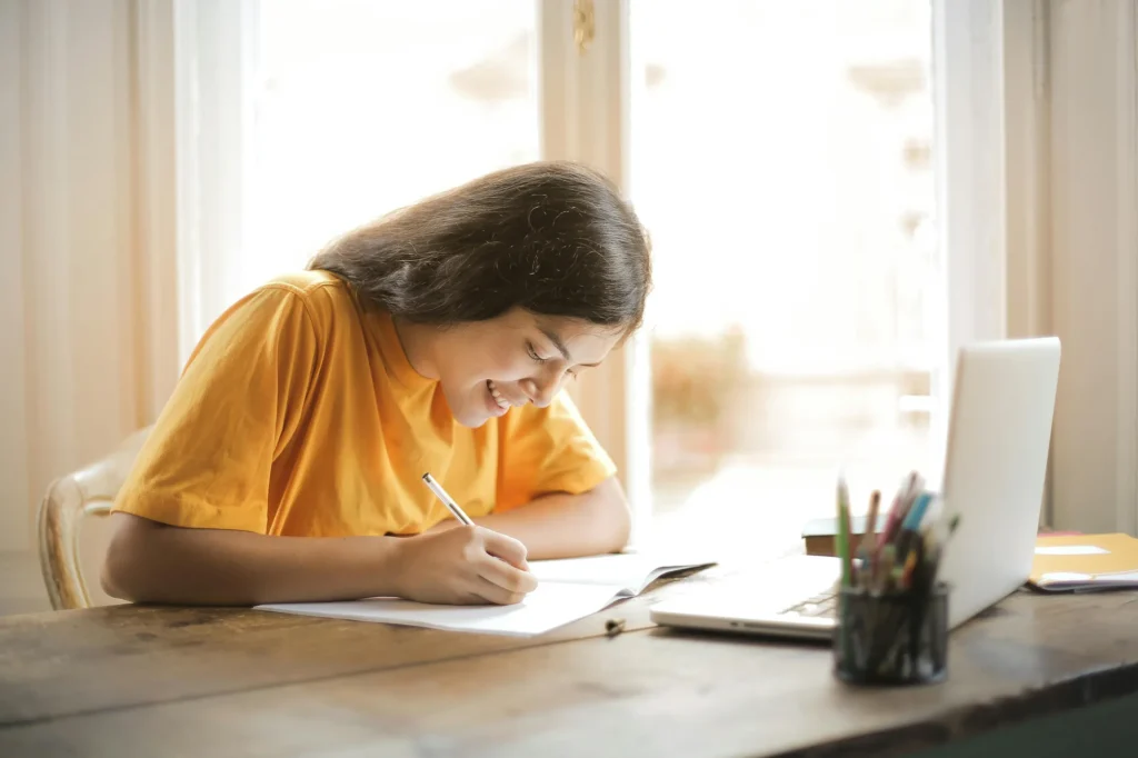 A girl writing